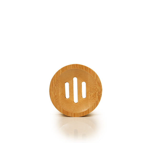 round wooden soap dish for shampoo/conditioner bars